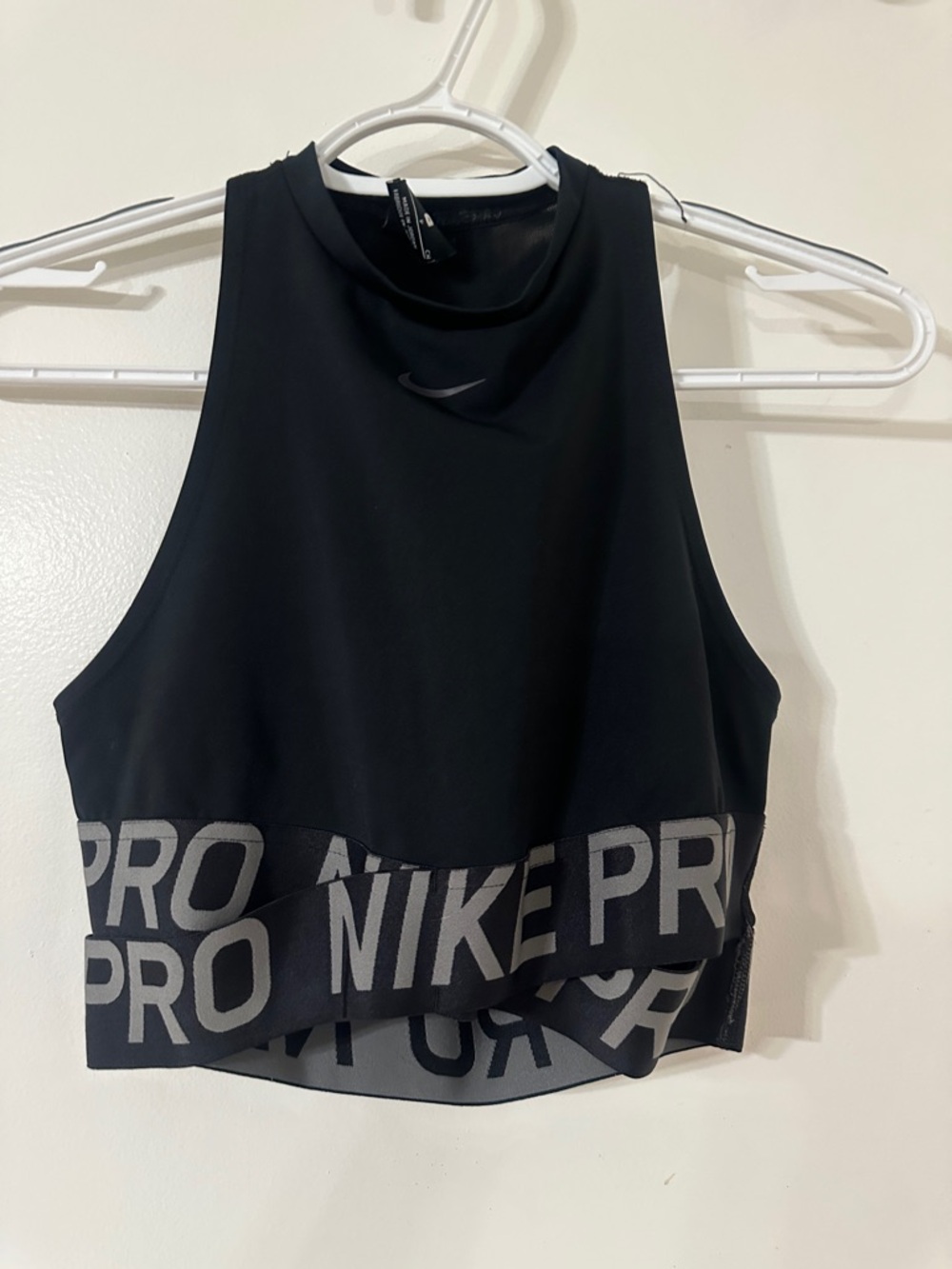 Nike Black Cropped Performance Tank with Branded Elastic Band